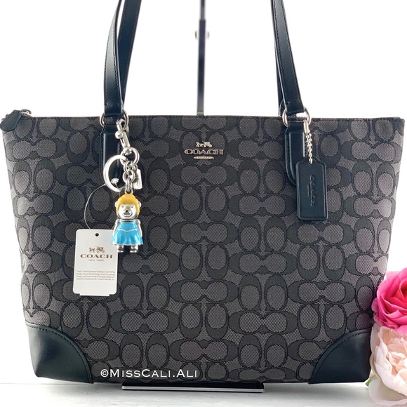 NWT COACH X Disney Princess Cinderella Charm Zip Tote Bag